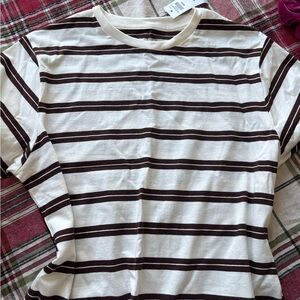Abercrombie & Fitch Brown and White Striped Top